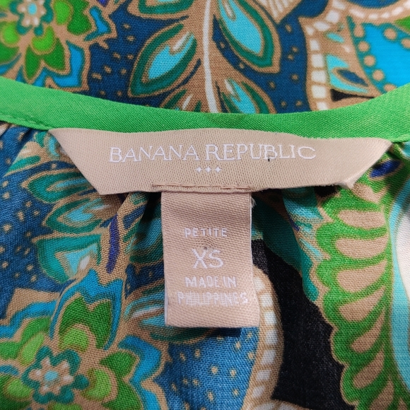 Banana Rep. Petite XS green blue paisley blouse - Picture 4 of 7
